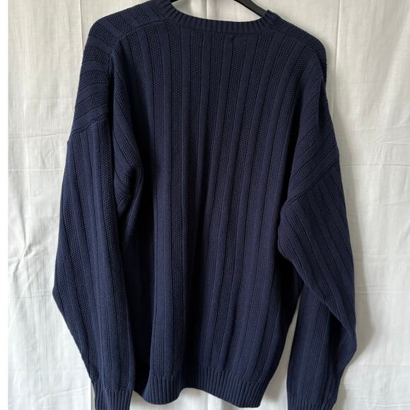 Vintage 90s Payne Stewart Chunky Knit Golf Sweater V-Neck Navy Blue XL - Picture 6 of 6